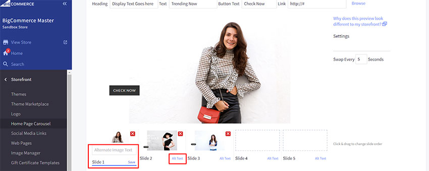 Adding Alt text to the carousel in Bigcommerce store